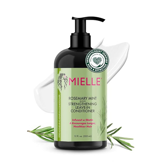 Mielle Organics Rosemary Mint Strengthening Leave In Conditioner for Curly Hair - Hydrating Hair Moisturizer Infused with Biotin to Soften, Protect & Boost Shine (12 Oz)-VivaGrace Women