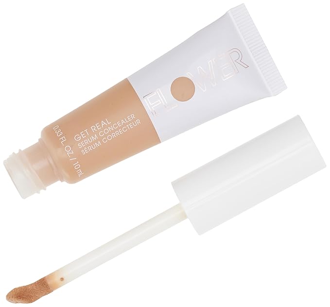 FLOWER BEAUTY By Drew Barrymore Get Real Serum Concealer - Brightens Skin + Blurs Blemishes - Hydrating Serum- Medium Honey-VivaGrace Women