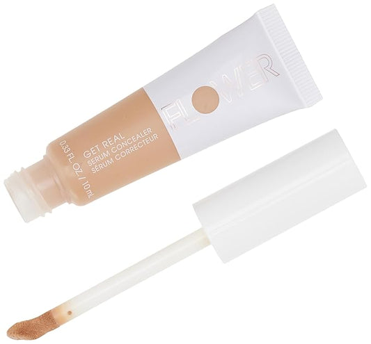 FLOWER BEAUTY By Drew Barrymore Get Real Serum Concealer - Brightens Skin + Blurs Blemishes - Hydrating Serum- Medium Honey-VivaGrace Women