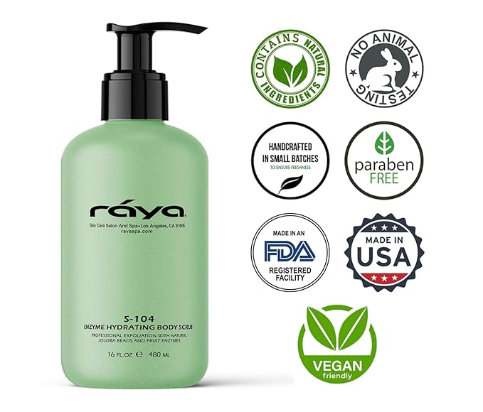 RAYA Enzyme Hydrating Body Scrub 16 oz Cucumber Scent (S-104) | Gentle and Exfoliating Body Scrub | Made with Seaweed, Jojoba Beads, and Fruit Enzymes-VivaGrace Women