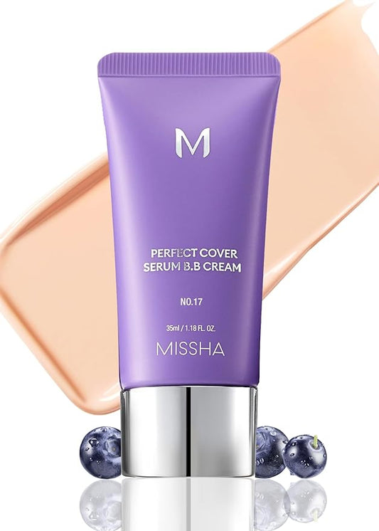 MISSHA M PERFECT COVER SERUM BB CREAM No.17 Fair- Fair with Cool Undertone, BB Cream by Cardi B Pick, Skin Tint, Tinted Moisturizer, Skin Care Foundation Makeup, Korean Makeup,1.18 Fl oz-VivaGrace Women