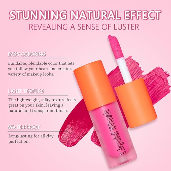 Liquid Blush, Long-lasting & Blendable Liquid Blush for High-Pigment Color, Achieve a Soft, Dewy, Healthy Natural Finish (08-Milky Tea, 0.2 Ounce)-VivaGrace Women