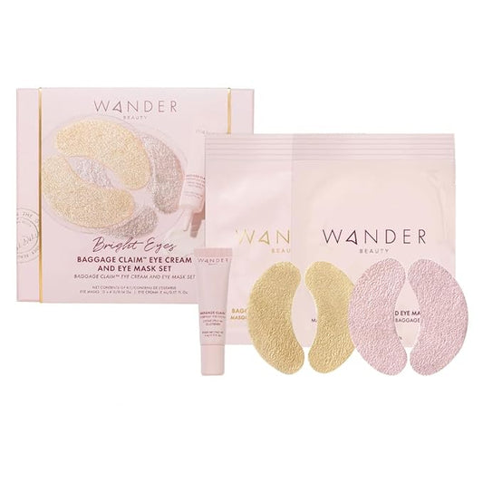 Wander Beauty Bright Eyes Baggage Claim Set - Skin Care Gift Set Includes Award-Winning Under Eye Masks & Eye Cream - The Perfect Gift for Brighter Under Eyes - Clean Beauty Gifts for Women - 0.33 oz-VivaGrace Women