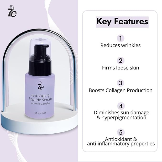 7E Wellness:Anti-Aging Peptide Serum, Anti-Wrinkle Copper Peptide Serum With Hyaluronic Acid & Polypeptides - Supports Collagen & Elastin Production | Brightening, Firming & Hydrating for Face-VivaGrace Women
