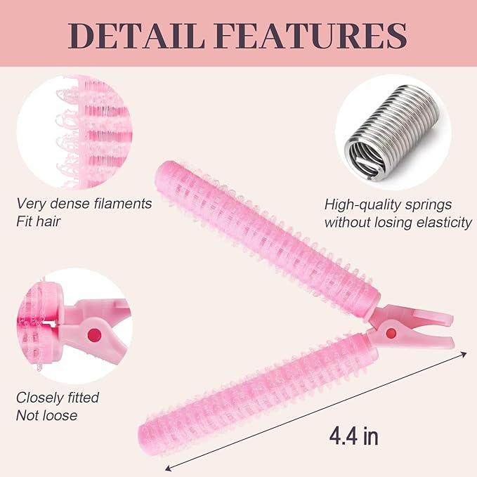 4PCS Volumizing Hair Clips for Root Lift & Volume - Instant Bangs Roller Clips for Effortless Curls & Lift - Velcro Rollers For Hair - Hair Rollers For Women - Pink-VivaGrace Women