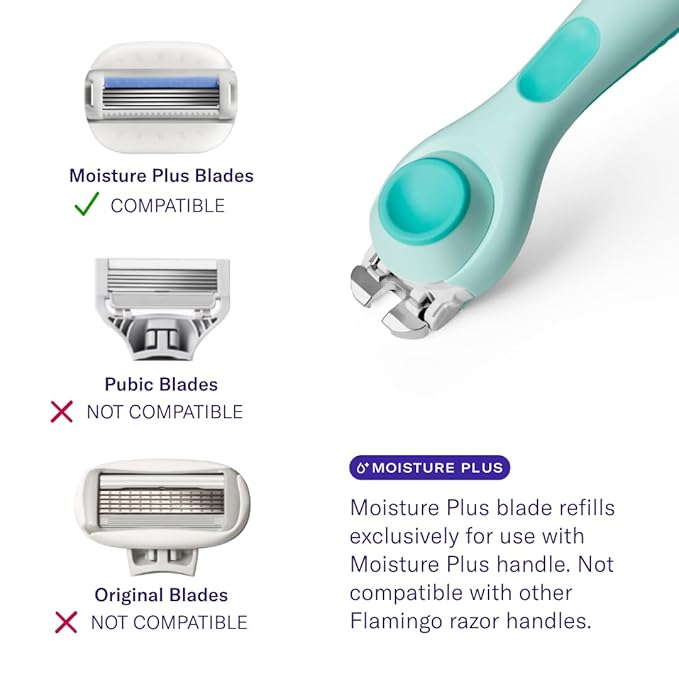 Flamingo Moisture Plus Women's Razor Set - Razor Handle, 4 Blade Refills, Shower Holder - Seafoam-VivaGrace Women