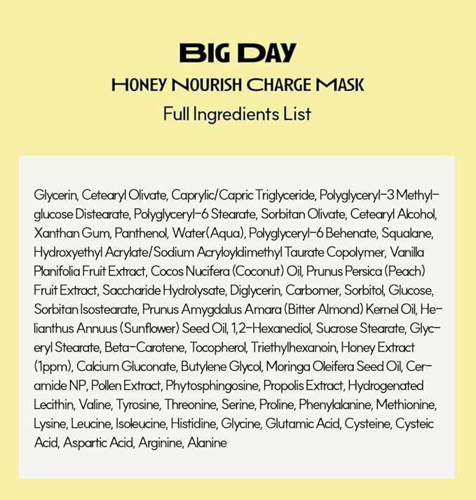 BIG DAY Nourishing Honey Face Mask | Korean Skincare for Deep Hydration & Glow | Propolis, Bee Pollen & Ceramide for Radiance & Skin Barrier Support | 120ml 4.05fl.oz-VivaGrace Women