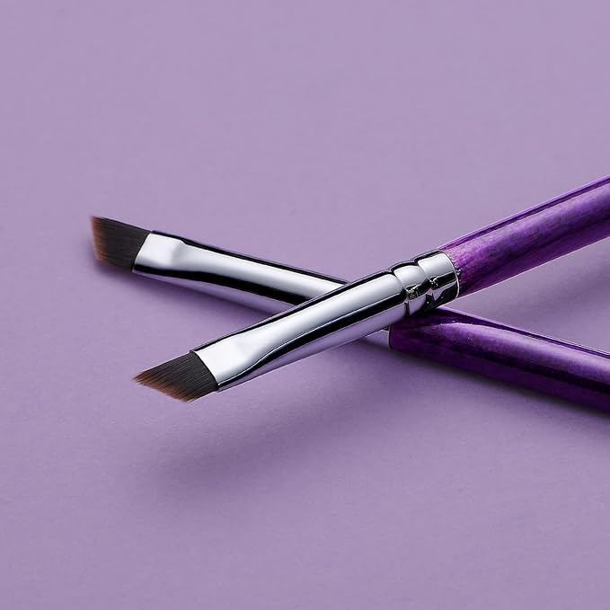 Eyeliner Brush Fine Angled - PRO Precision Gel Eye Liner Makeup Brush -Ultra Thin Slanted Flat Angle - Premium Cruelty Free Synthetic Bristles (E835 Purple)-VivaGrace Women