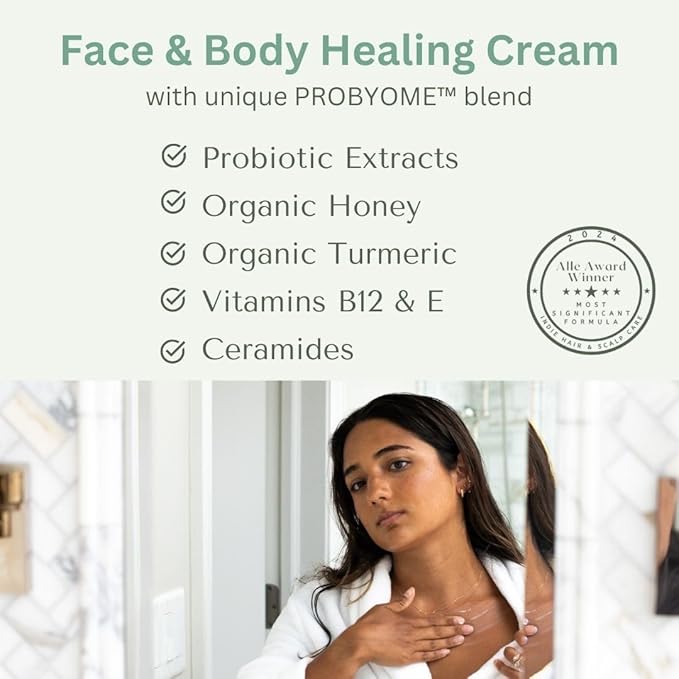 Yobee Body & Face Moisturizing Cream for Dry, Sensitive Skin | Probiotic extracts, Honey, Turmeric, Vitamin B12, Ceramides, Shea Butter | Fragrance Free | For Kids & Adults (2)-VivaGrace Women
