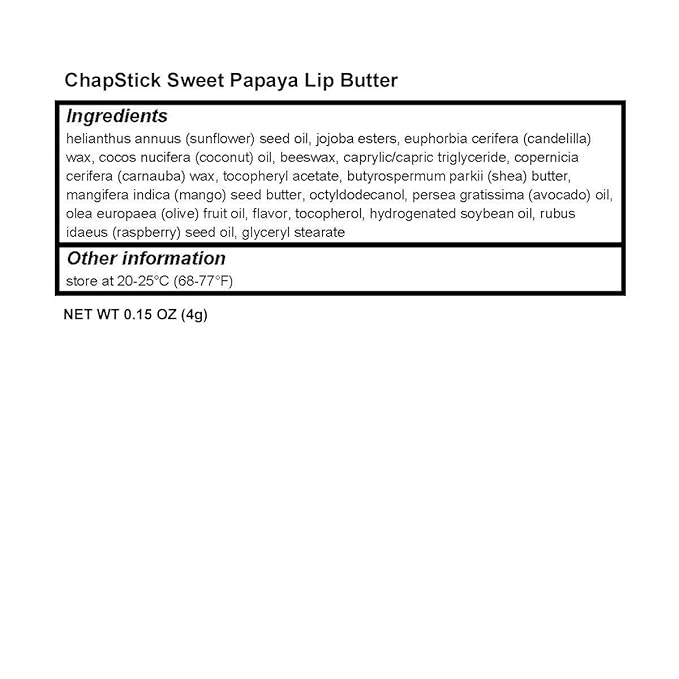 ChapStick Papaya 100% Natural Lip Butter Tube, Lip Balm - 0.15 Oz, Non-tinted, Sweet Papaya-VivaGrace Women