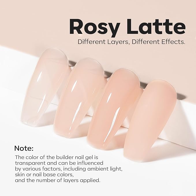 modelones 8-in-One Builder Nail Gel, Neutral Nude Builder for Thickening, LED Lamp Cured Hard Strengthener Extension Color Base Rhinestone Glue Gel Polish in a Bottle for DIY Home Salon-VivaGrace Women