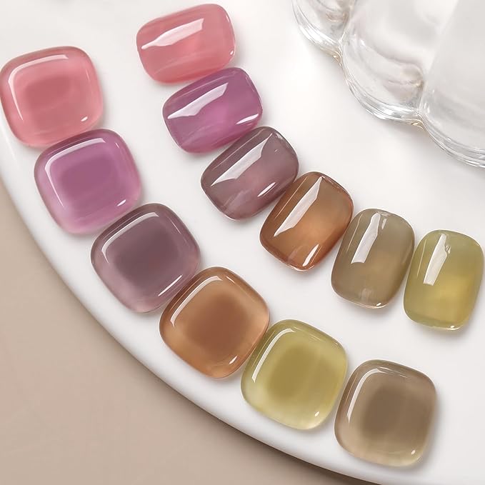 Born Pretty Jelly Gel Nail Polish Milky Jelly Translucent Gel Polish Sheer Red Purple Brown Grey Green Nail Art Varnish Manicure 6PCS-VivaGrace Women