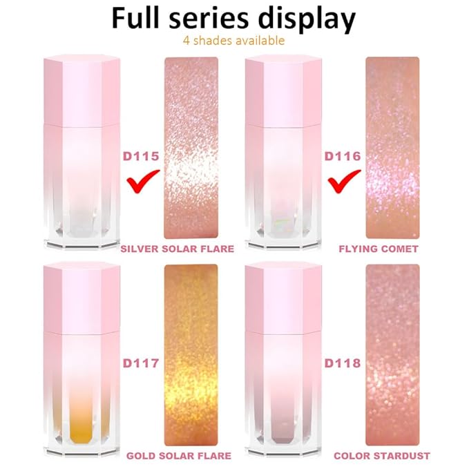evpct Light Liquid Face Highlighter Makeup Waterproof Long Lasting Pearl White & Mermaid Pink Glimmer Glow Sparkly Glitter Body Shimmer Oil Luminizer Stick Highlight Illuminator for Face Cheek Eyes-VivaGrace Women