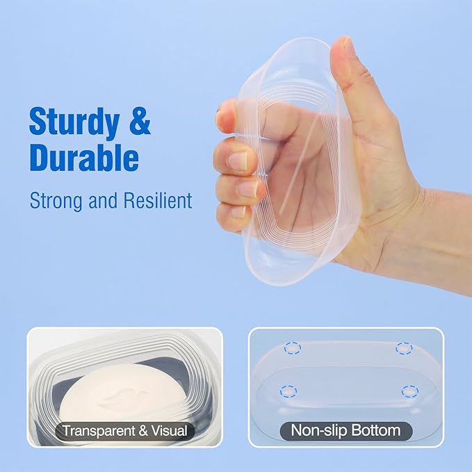 Soap Box, Travel Soap Container, Bar Soap Case with Removable Draining Layer - Clear Style A-VivaGrace Women