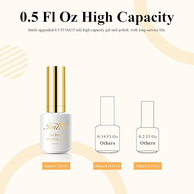 Imtiti Gel Nail Polish, 15ml Creme Yellow Color Gel Polish, Soak Off LED Nail Art Design Manicure Salon DIY at Home