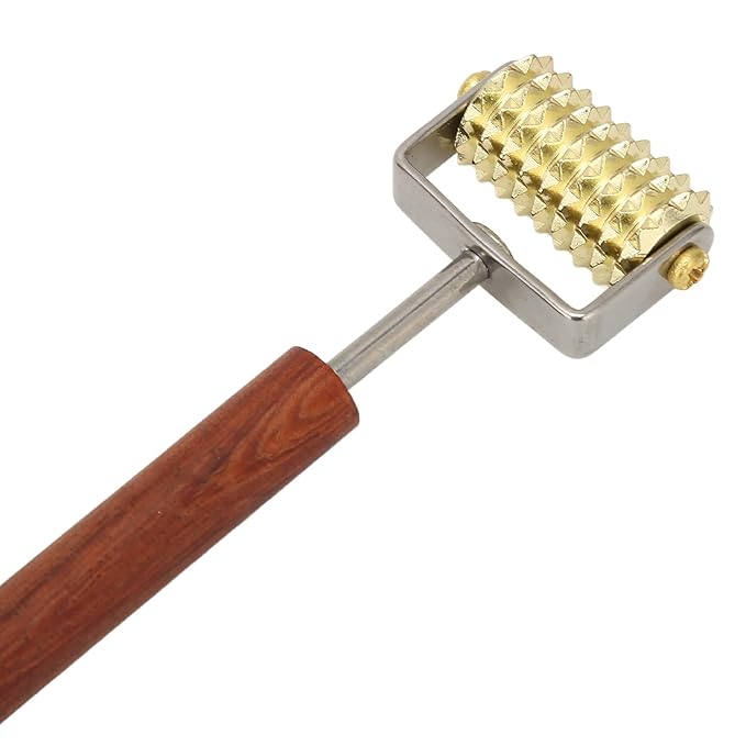 Double Head Design Face Massage Roller, Copper Wooden Handle Promote Circulation Double Head Skin Roller Massage Stick Copper Acupoint Pressing Tool-VivaGrace Women