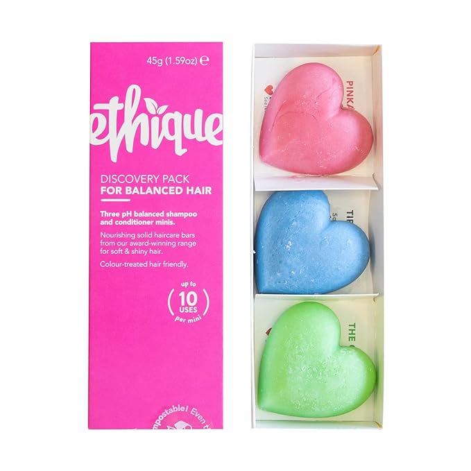 Ethique Discovery Pack for Balanced Hair - Shampoo & Conditioner - Plastic-Free, Vegan, Cruelty-Free, Eco-Friendly, 3 Travel Bars, 1.59 oz (Pack of 1)-VivaGrace Women