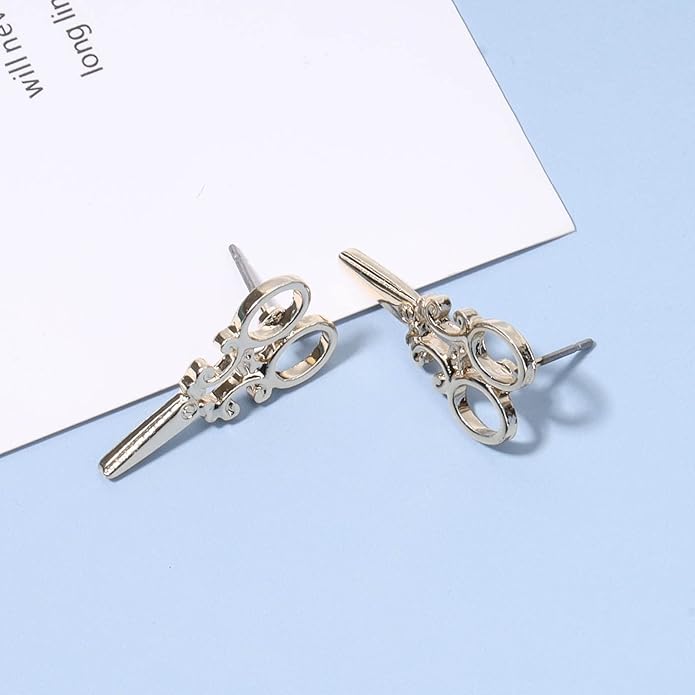 Punk Scissors Stud Earrings Gold Barber Earrings Minimalist Petite Earrings Personalized Earrings for Women and Girls Hair Stylist Gifts-VivaGrace Women