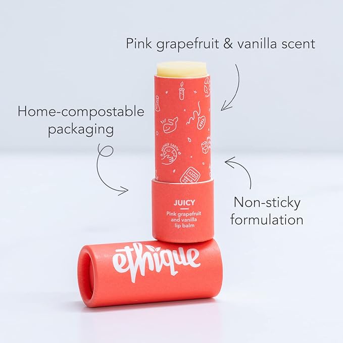 Ethique Juicy Nourishing Lip Balm - Plastic-Free, Vegan, Cruelty-Free, Eco-Friendly, 0.32 oz (Pack of 1)-VivaGrace Women
