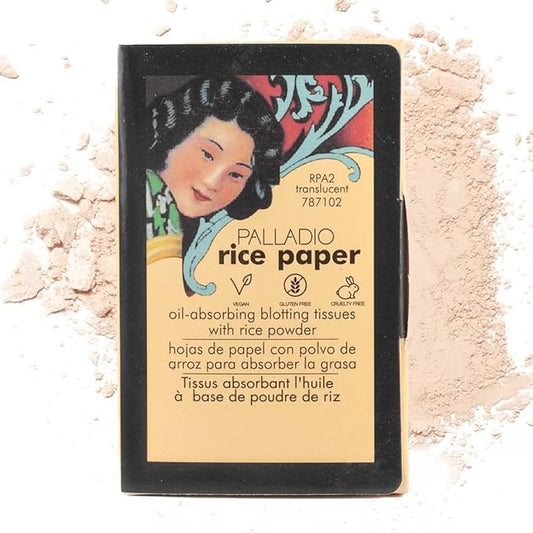 Palladio Rice Paper Facial Tissues for Oily Skin, Face Blotting Sheets Made from Natural Rice, Oil Absorbing Paper with Rice Powder, 2 Sided, Instant Results, Translucent, 40 Count, Pack of 1-VivaGrace Women