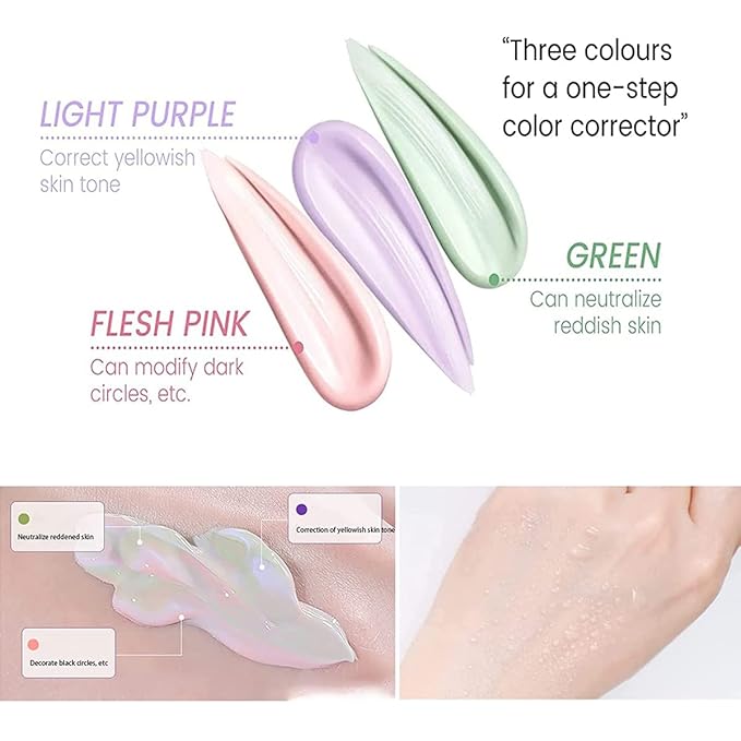 2Pcs Pore Primer,Skin Tone Correcting Facial Serum,One Step Face Makeup Primer,Isolation Cream Invisible Pore,Cover Acne Marks,Oil Control Moisturizing Essence Concealer Foundation-VivaGrace Women