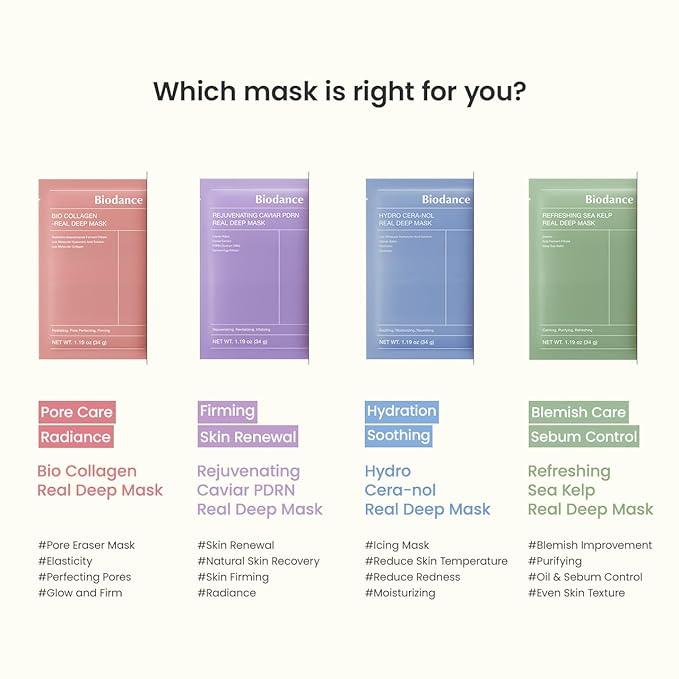 BIODANCE Bio-Collagen Real Deep Mask, Hydrating Overnight Hydrogel Mask, Pore Minimizing, Plumping, Elasticity Improvement, Korean Skincare | 1.19oz(34g) x 16ea-VivaGrace Women