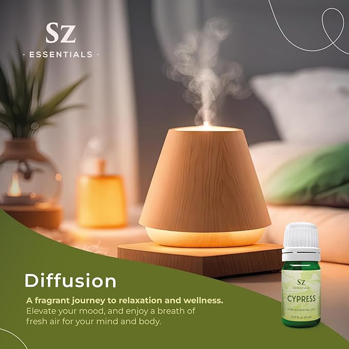 Cypress Essential Oil (Cupressus sempervirens) - 100% Pure & Undiluted - Fresh Crisp & Woody Aroma with Overtones of Earth and Evergreen - Therapeutic Grade and Vegan - 0.17 oz (5ml)-VivaGrace Women