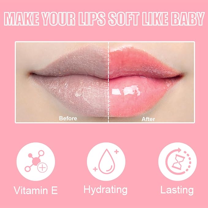 2Pcs Crystal Jelly Lip Oil Big Brush Head Moisturizing Lip Gloss Hydrating Tinted Lip Balm, Long Lasting & Nourishing Lip Glow Oil, Non-sticky Fresh Texture-VivaGrace Women