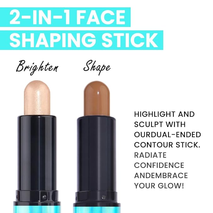 evpct 2in1 Face Shaping & Contouring Stick Cream Contour Concealer Bronzer Stick Makeup Kit for Beginner Face Highlighter Makeup Stick contorno maquillaje de maquillaje profesional,NEW Medium Tan-VivaGrace Women