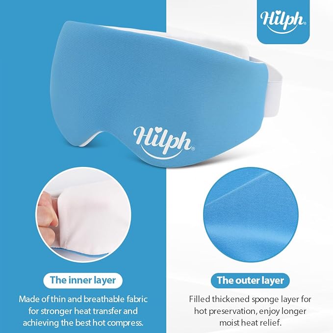 Hilph Microwave Warm Eye Mask for Dry Eyes, Heated Eye Mask Moist Heat Warm Eye Compress for Blepharitis, Styes, Tired Itchy Eyes, Eye Strain, Fatigue Eye Treatment (Blue)-VivaGrace Women