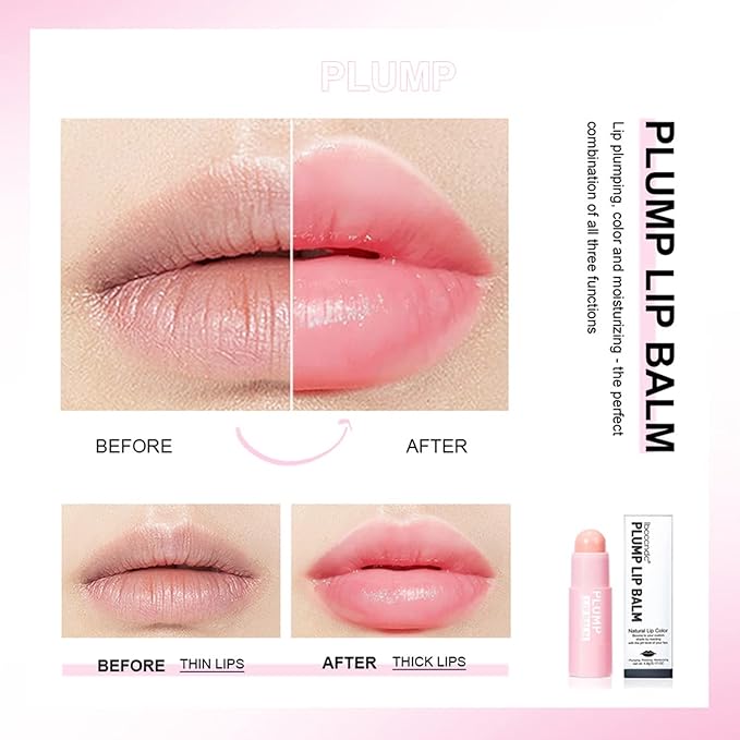 Plumping Lip Balm - Tinted Lip Balm Plumper - Enhancing & Hydrating Lip Moisturizer Fade Lip Lines Lip Care 0.17Oz/4.8g - 02 SAKURA PINK-VivaGrace Women