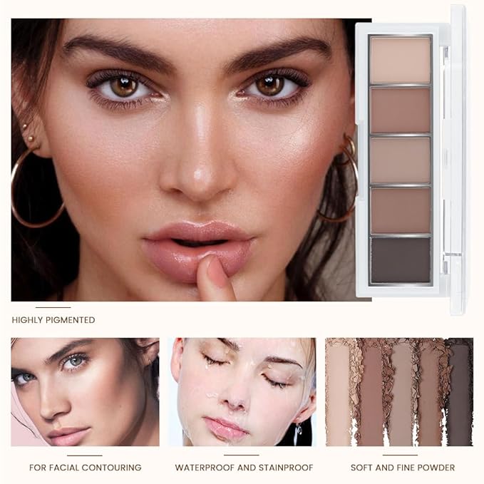 5 Colors Matte Nude Eyeshadow Makeup Palette, Nude Brown Cocoa Taupe Ebony Black Smokey Matte Cream Mini Eye Shadow Palette Makeup for Older Women Blue Green Eye, Contour Palettes sombras de ojos