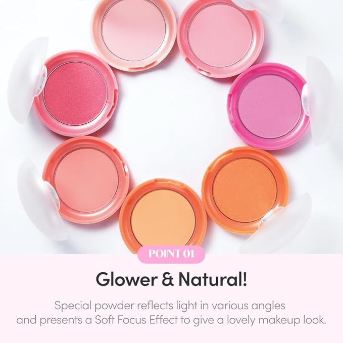 ETUDE Lovely Cookie Blusher #OR202 Sweet Coral Candy 4g | Glowing & Natural Powder Blush with Long-Lasting Sebum Control | Easy Application | Puffy Cushion for a Lovely Makeup Look-VivaGrace Women