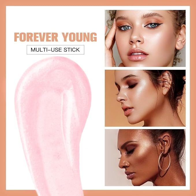 Go Ho Liquid Highlighter Wand,White Pink Highlighter Makeup Stick with Cushion Applicator,Smooth Creamy Liquid Highlighter Blendable Glowing Face Illuminator Contouring Makeup,03# Highlighter Makeup-VivaGrace Women