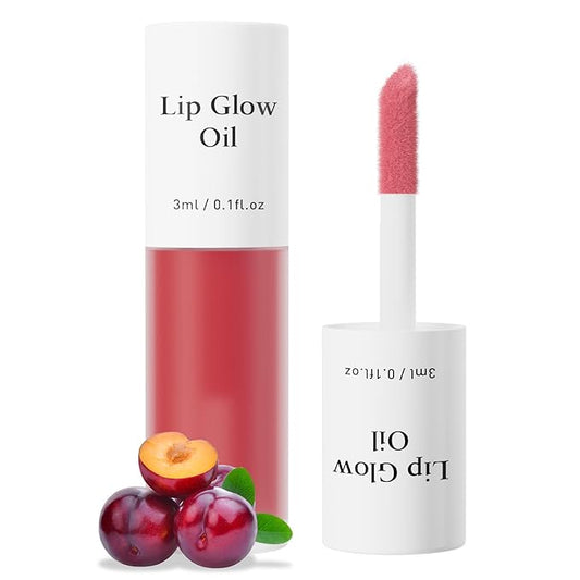 Plumping Lip Oil, Long Lasting Hydrating Lip Stain Lip Balm Revitalizing, Transparent and Tinting Lip Care Oil for Dry Lip (Red Plum)-VivaGrace Women