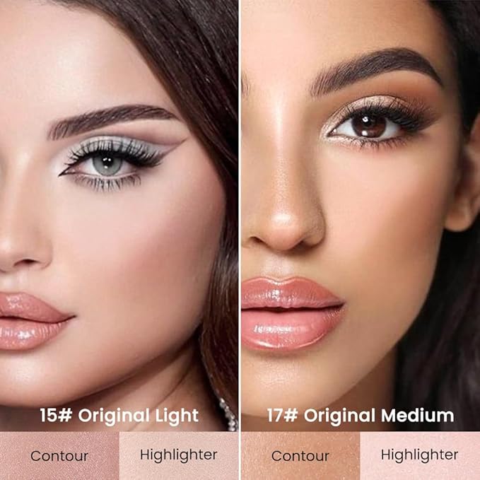 evpct 2in1 Face Shaping & Contouring Stick Cream Contour Concealer Bronzer Stick Makeup Kit for Face Highlighter Makeup Stick contorno maquillaje de maquillaje, ORIGINAL Light + ORIGINAL Medium-VivaGrace Women