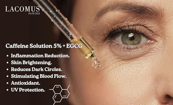 Advance Caffeine 5% + EGCG Serum for Brighter Eyes - Powerful Eye Contour Serum for Reduces Puffiness, Dark Circles, and Pigmentation - Hydrating and Smoothing Formula - LACOMUS Australia-VivaGrace Women