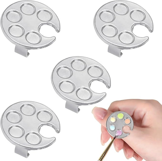 4 Pack Mini Nail Paint Art Palette Finger Rings Metal Manicure Palette Tools Makeup Palettes-VivaGrace Women