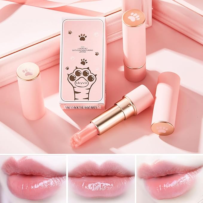 2PCS Thermochromic Lip Balm,Cat Paw Shaped Color Changing Lip Balm, Mini Cute Moisturizing Lip Balm, Long Lasting Lip Balm for Dry Lips Temperature Change Fruit Jelly Lipstick for Female Student-VivaGrace Women