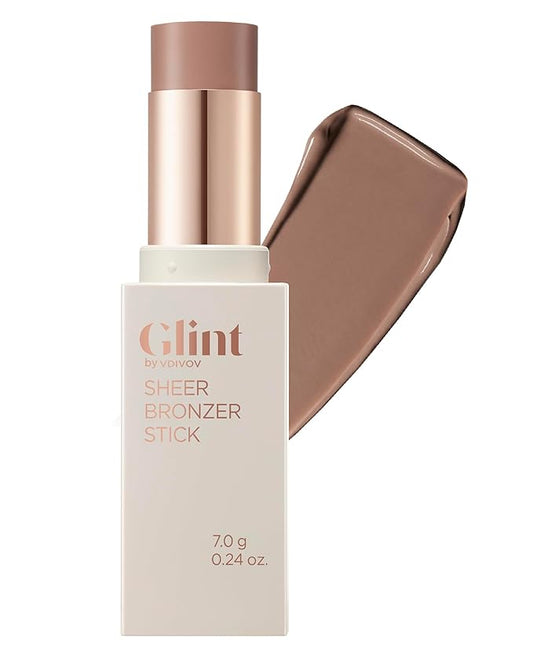 Glint Sheer Bronzer Stick (Smoked, 0.24oz) - Creamy Buildable, Blendable Formula for Natural Contour, Long-Lasting, Smooth, Versatile Use. Korean Makeup. Nose, Face, Cheeks.-VivaGrace Women