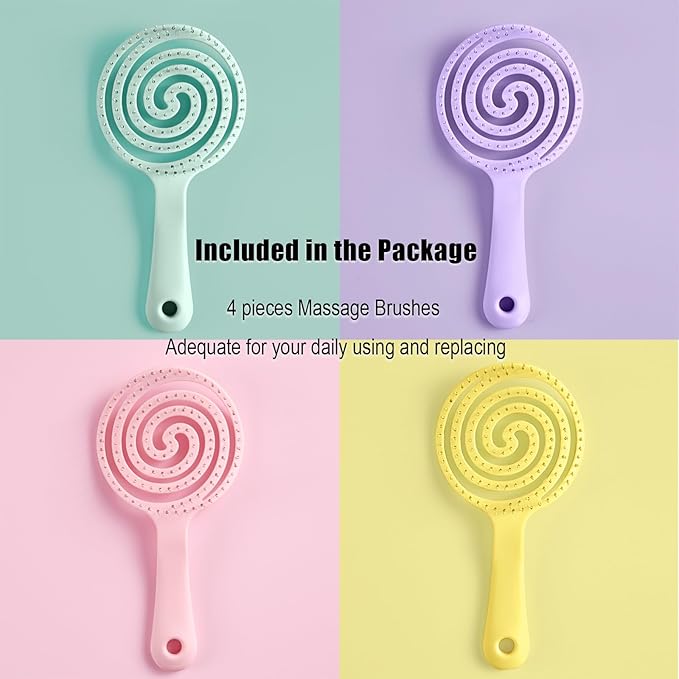 4 Pieces【Ultra-Soft】Baby Fine or Straight Hair Detangling Hair Brush for Kids【Skin-friendly material】Faster Blow Drying Styling Hair Detangling Brush with Flexible Bristles（Food grade ABS）Compact size-VivaGrace Women