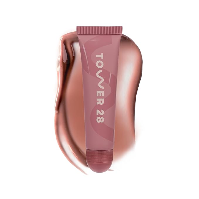 Tower 28 LipSoftie Hydrating Tinted Lip Treatment Balm, Moisturizing Lip Mask for Chapped Lips - Sugar Plum Flavor, Sheer Mauve-VivaGrace Women