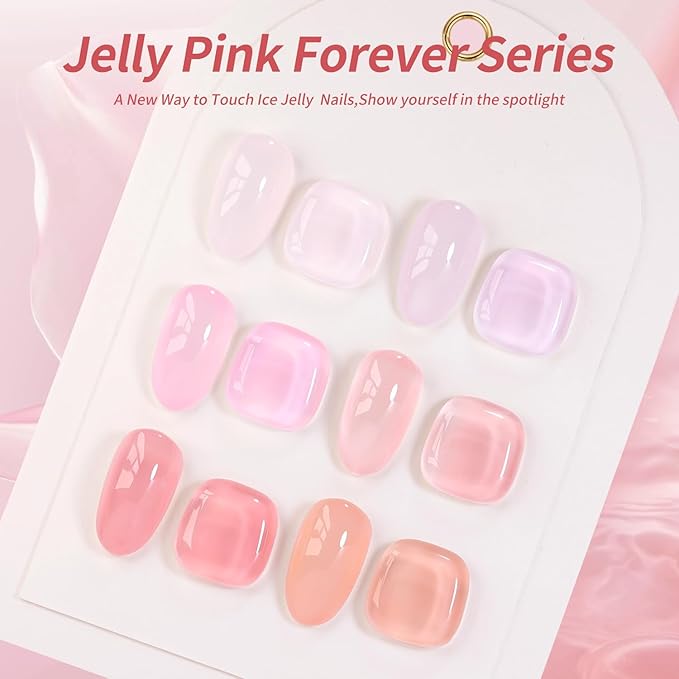 Beautpal Milky Jelly Gel Nail Polish Set of 6 Colors 8ml Nude Pink Transparent Gel Polish Sheer Nude Gel Polish Kit for Salon Gel Manicure and Nail Art DIY at Home