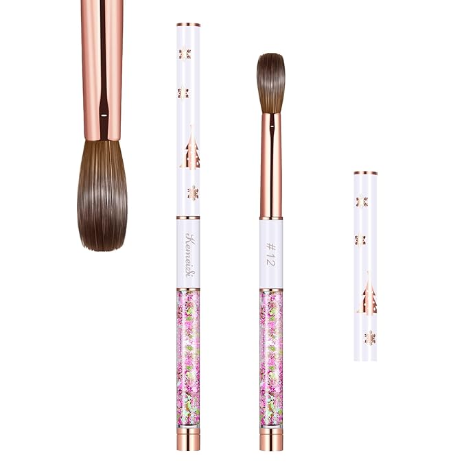 Acrylic Nail Brush Size 12,KEMEISI 100% Pure Kolinsky Nail Art Brushes Sturdy Handle Oval Shaped Acrylic Powder Nail Design Tools for Professional Manicure DIY Home Salon (White)-VivaGrace Women