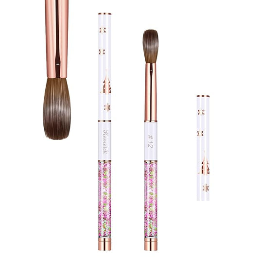 Acrylic Nail Brush Size 12,KEMEISI 100% Pure Kolinsky Nail Art Brushes Sturdy Handle Oval Shaped Acrylic Powder Nail Design Tools for Professional Manicure DIY Home Salon (White)-VivaGrace Women