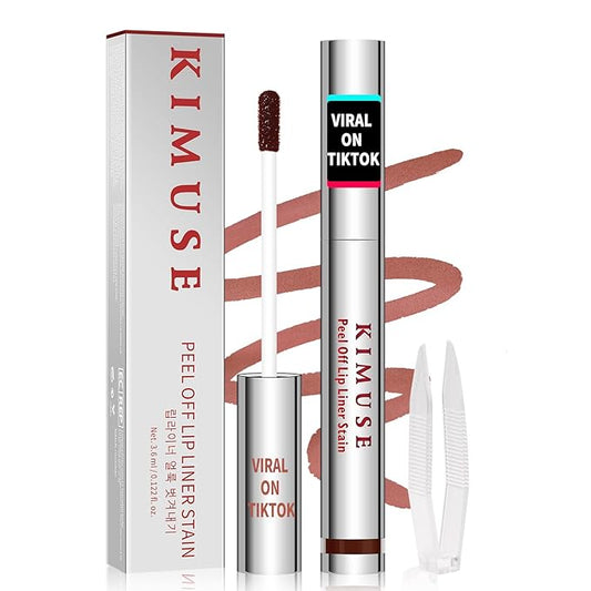 KIMUSE Peel Off Lip Stain, Long Lasting Lip Stain Peel Off with Tweezer, Waterproof Lip Liner Stain, Transfer-Proof, Highly Pigmented Color, Matte Finish-VivaGrace Women