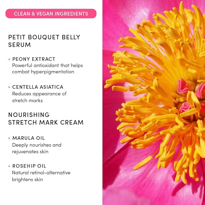 Evereden Postpartum Glow Duo - Petit Bouquet Belly Oil & Nourishing Stretch Mark Cream - Dermatologist-Developed Clean & Vegan Maternity Skincare Postpartum Gifts for New Mom - Stretch Mark Reduction-VivaGrace Women