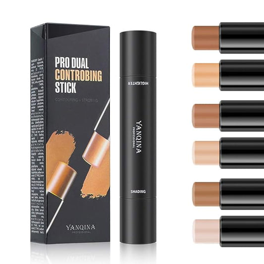 MEICOLY Cream Contour Stick Trio,Bronzer Highlighter Stick,2 in 1 Double Head Facial Repair Concealer Stick,3D Body Makeup Shading Trimming Stick,Smooth Gliding Face Illuminator Makeup,6 Colors-VivaGrace Women