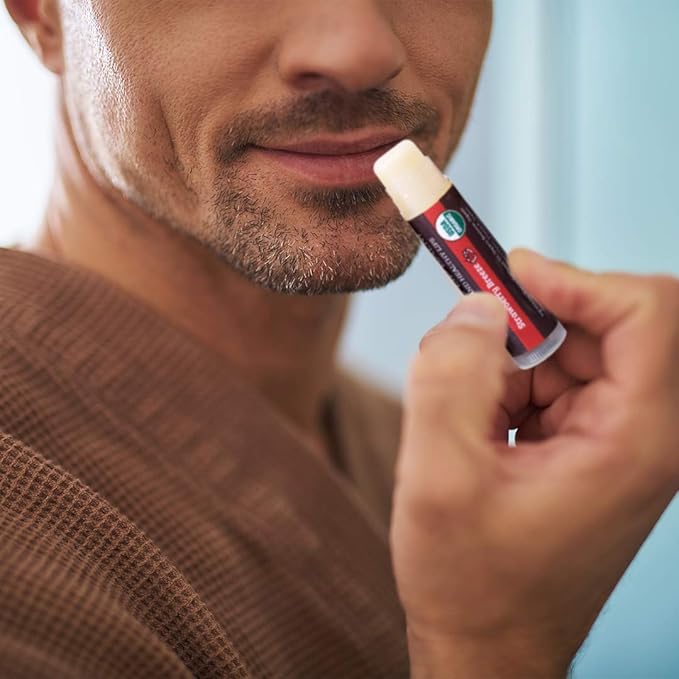 USDA Organic Lip Balm 4-Pack by Earth's Daughter - Strawberry Flavor, Beeswax, Coconut Oil, Vitamin E - Best Lip Repair Chapstick for Dry Cracked Lips.-VivaGrace Women