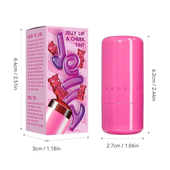 Milk Jelly Blush, Sheer Lip & Cheek Stain, Milk Cooling Water Jelly Tint, Buildable Watercolor Finish, Long Lasting Milk Jelly Blush Stick, Face Blushes, Lip Gloss for All Skin Tones, 03-VivaGrace Women